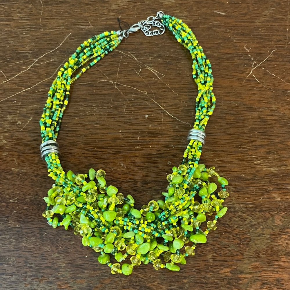 Vibrant Green Beaded Necklace
